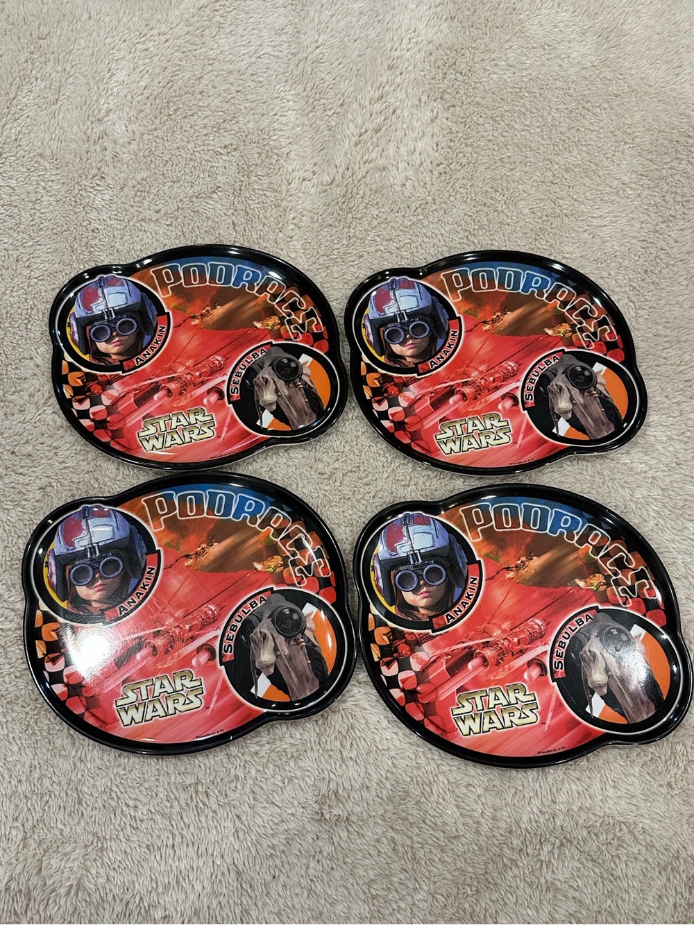 vintage star wars anakin skywalker podracer plastic plates set of 4